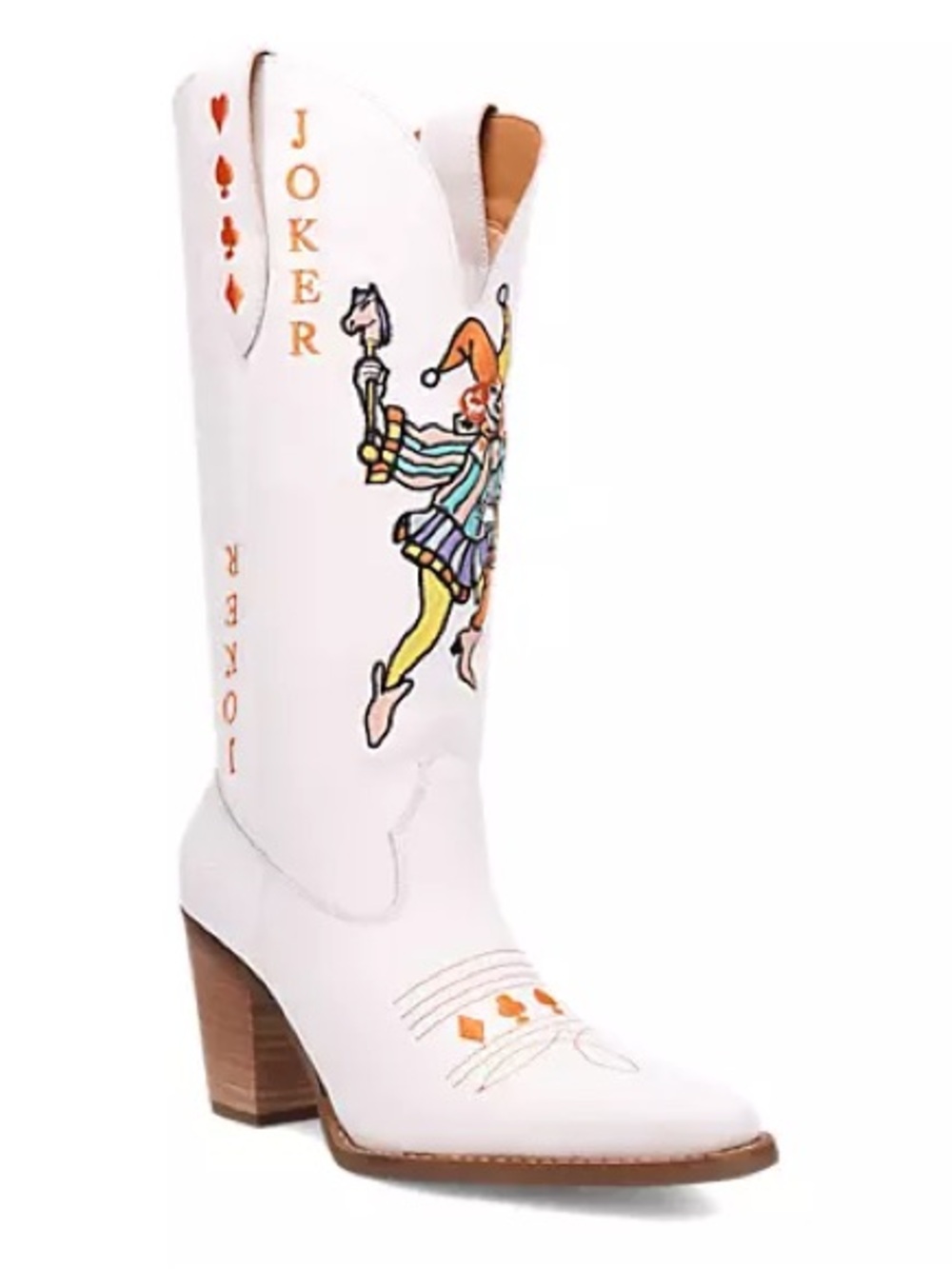 Dingo White Joker Graphic Western Knee-High Boot - Women